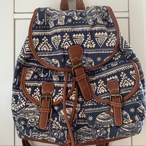 Aztec elephant print Canvas Rucksack Backpack